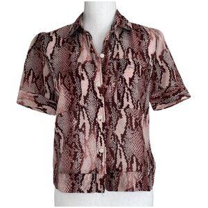 Current/Elliott Bermuda Pink Snake Cotton Silk Button-Up Blouse Size 0/XS